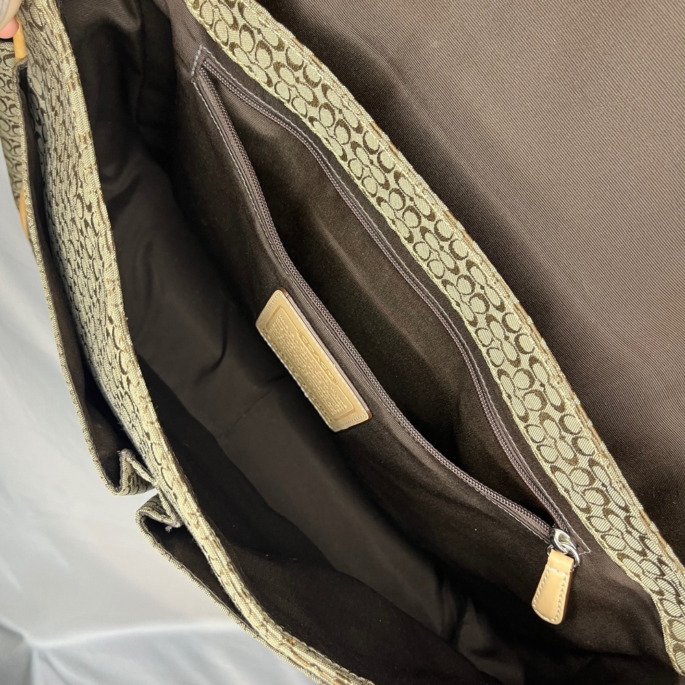 Coach Messenger Bag Crossbody Satchel‎ Signature Canvas Leather Trim - Picture 10 of 13